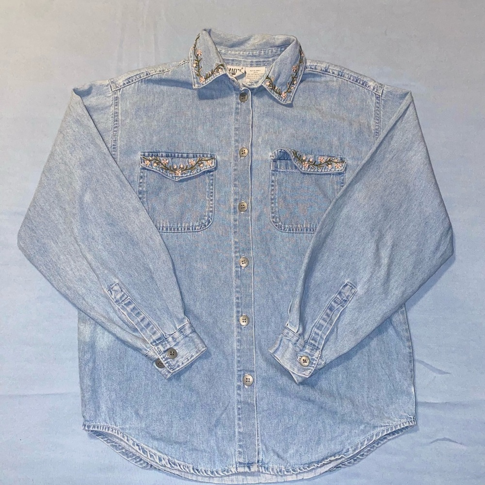 Women's Light Blue Button Down Denim Shirt